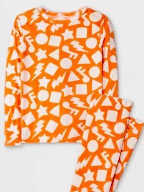 Cat & Jack ✨ Kids’ Plush Velour Pajama Set Music Notes Orange Cream 3T NWT